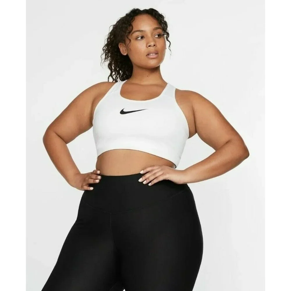 1X PLUS SIZE WOMEN'S Nike Sport Bra / TOP BQ0973-100 BLACK WHITE SPORTSWEAR